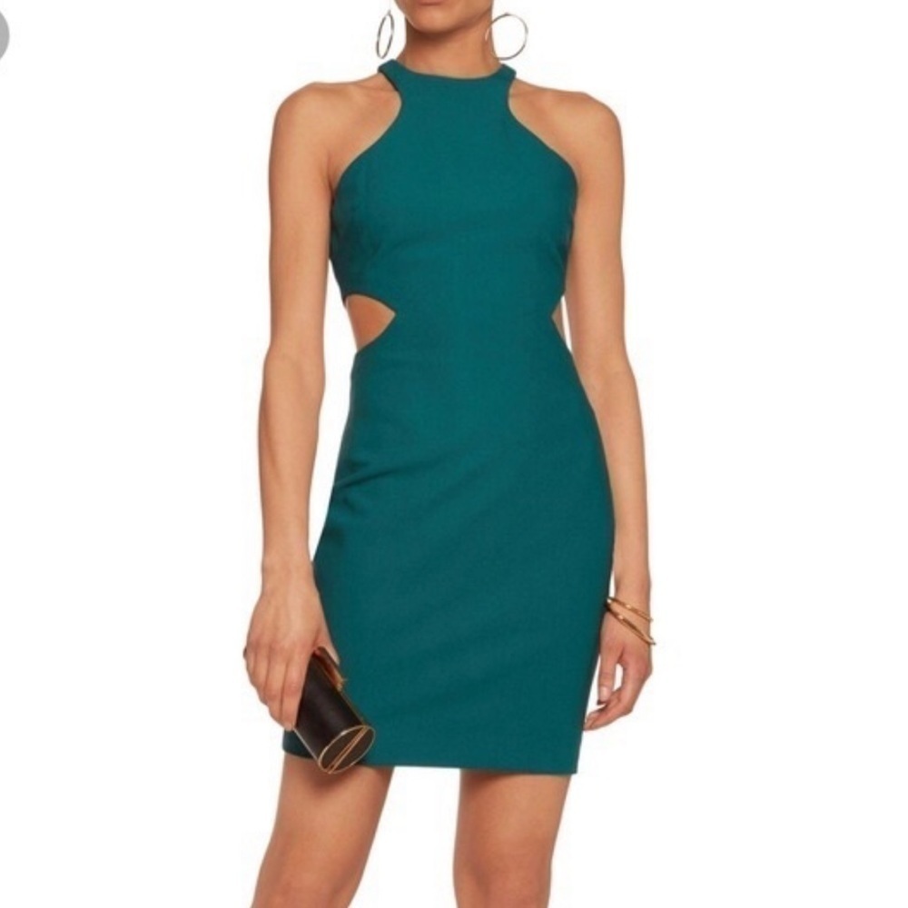 Cinq a Sept Juno Cutout Mini Dress in Teal Size 0